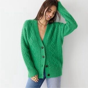 J crew green Cable Knit Women's Sweater L